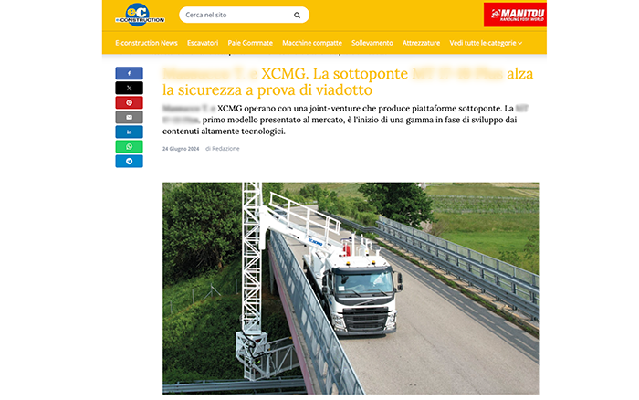 欧洲媒体e-CONSTRUCTION点赞壹定发桥梁检测车